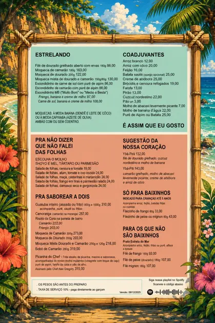 Cardápio de comidas, página 2: pratos principais, moquecas, escondidinhos, saladas, pratos para dois, sugestões da casa e menu infantil