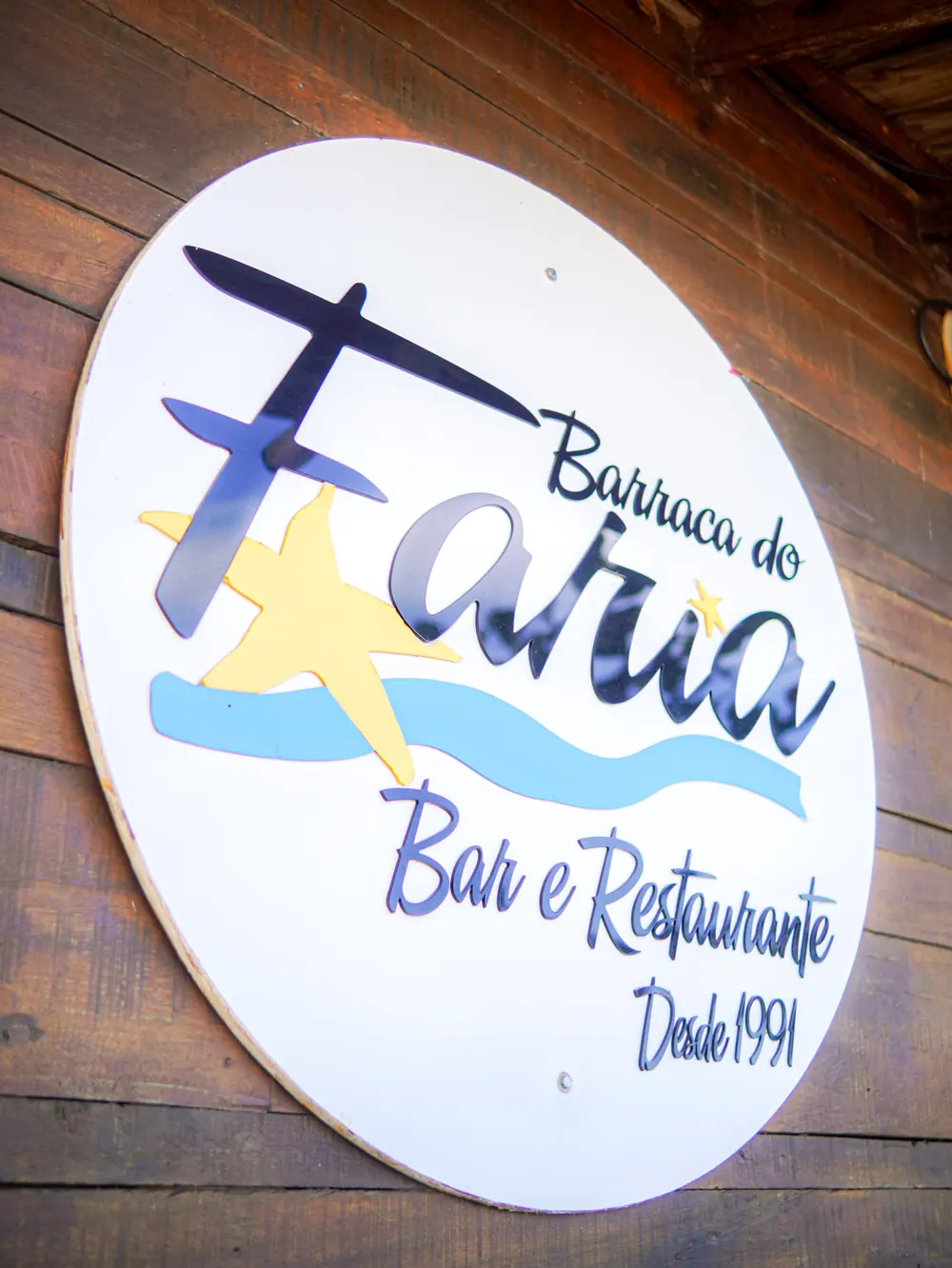 Placa da Barraca do Faria, Bar e Restaurante, desde 1991